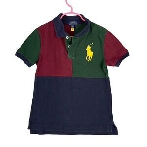 Polo‎ Ralph Lauren Colorblock Big Pony Short Sleeve Polo Shirt Navy Green 7 Kids